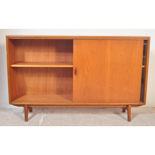 1161 - A retro vintage mid 20th century circa 1960s teak wood side glazed display cabinet bookcase having s... 