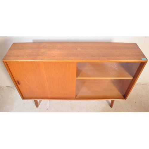 1161 - A retro vintage mid 20th century circa 1960s teak wood side glazed display cabinet bookcase having s... 