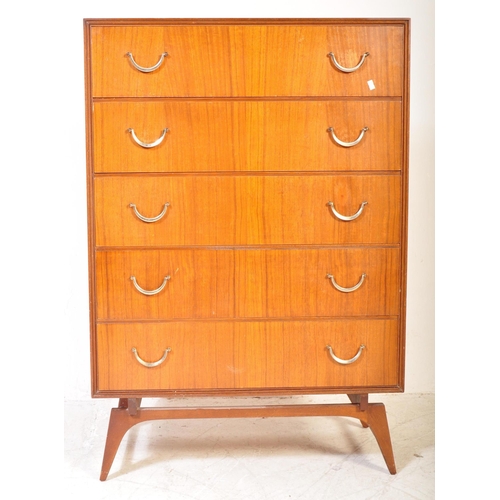 1167A - A vintage retro mid 20th Century Meredew chest of drawers. The chest having a bank of four drawers h... 