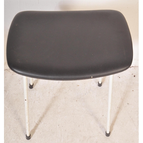 1188 - A pair of retro vintage 20th century 1960's Kandya vinyl and metal upholstered stools. Black vinyl s... 