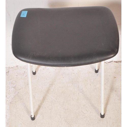 1188 - A pair of retro vintage 20th century 1960's Kandya vinyl and metal upholstered stools. Black vinyl s... 