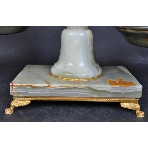 1189 - A retro vintage mid 20th Century large onyx weighing scales. Having gilt and brass decoration, with ... 