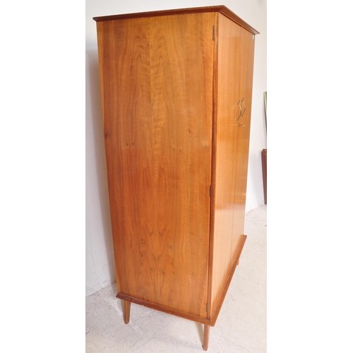 1194 - British Modern Design  - Mid century walnut Alfred Cox for AC Furniture single wardrobe armoire. Rai... 