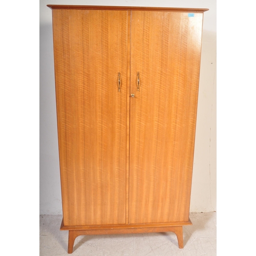 1194 - British Modern Design  - Mid century walnut Alfred Cox for AC Furniture single wardrobe armoire. Rai... 