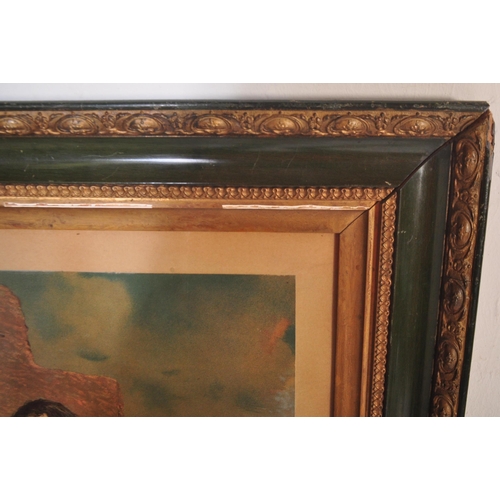 1195 - A large pair of 19th century Victorian religious prints within oak ebonised and gilded frames. Each ... 