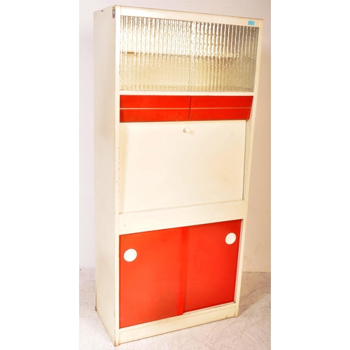 1207A - A vintage retro mid 20th Century Remploy kitchen cabinet / larder unit. The cabinet having sliding g... 