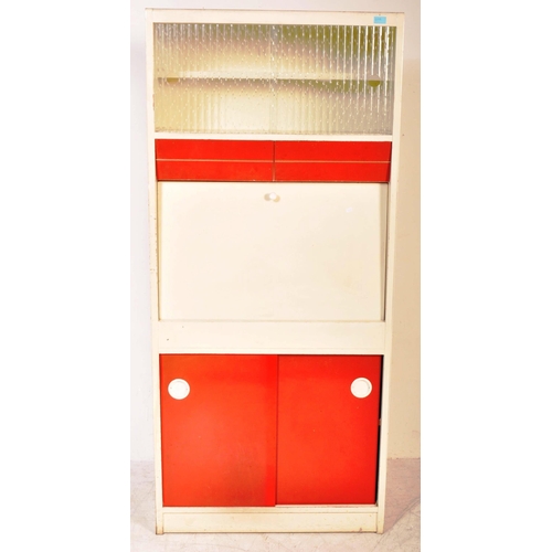 1207A - A vintage retro mid 20th Century Remploy kitchen cabinet / larder unit. The cabinet having sliding g... 