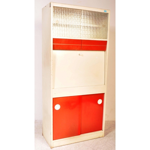 1207A - A vintage retro mid 20th Century Remploy kitchen cabinet / larder unit. The cabinet having sliding g... 