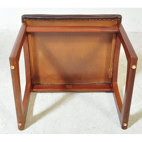 1250a - G Plan - Quadrille - A retro vintage mid 20th Century dark teak stool. Rectangular form with leather... 