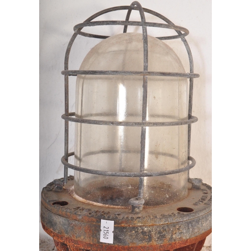 1257 - A retro vintage mid 20th Century wall mounted industrial factory warehouse bulk head light. Glass li... 