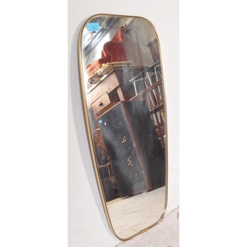 1258 - A vintage retro mid 20th century circa.1950's West German wall mirror of lozenge form with gilt meta... 