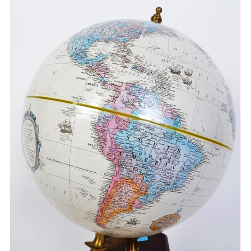 1263 - A vintage retro 20th century World Classic Series desk top globe held upon brass frame on wooden eff... 