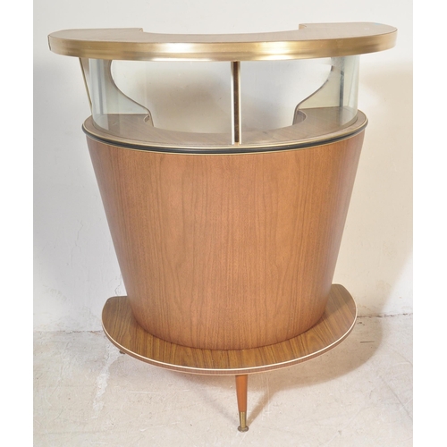 1278 - A retro vintage mid 20th Century cocktail barrel bar cabinet. Of half circular form with flared top ... 