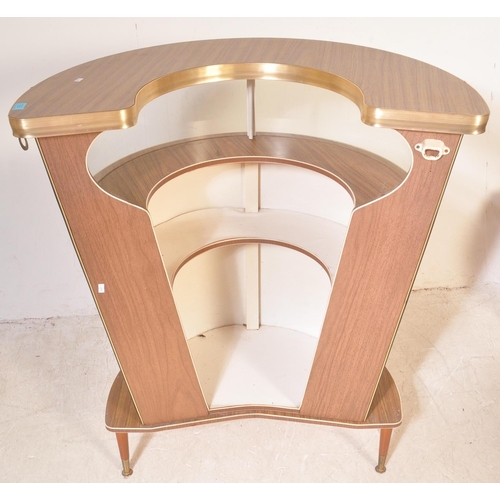 1278 - A retro vintage mid 20th Century cocktail barrel bar cabinet. Of half circular form with flared top ... 