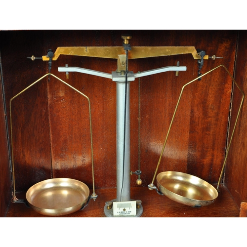 1280a - A set of vintage circa 1960s cased laboratory balance scales by London makers A N Beck & Son. Brass ... 