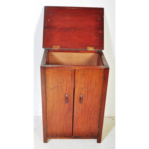 1285 - A vintage retro 20th century circa. 1940's mahogany music cabinet having chamfered top with hinged l... 