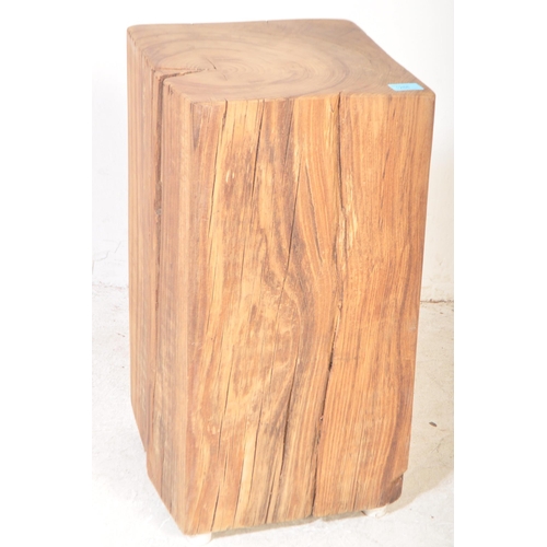 1288 - A large oak wooden beam block being cleaned and restored with square pedestal form - ideal as bust s... 