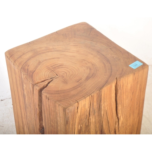 1288 - A large oak wooden beam block being cleaned and restored with square pedestal form - ideal as bust s... 