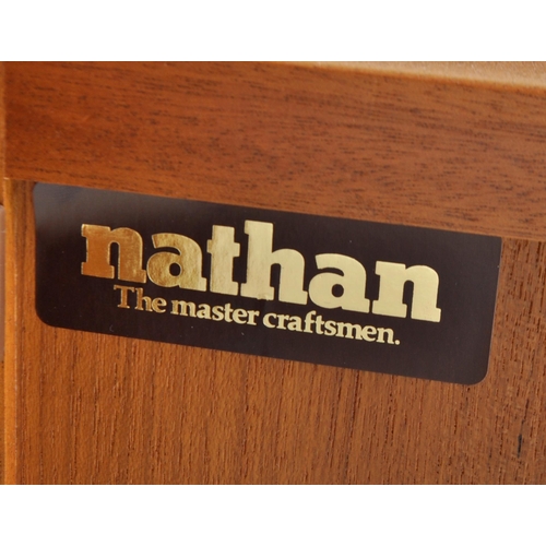 1291 - Nathan - Squares Pattern - A retro 20th Century teak highboard / sideboard credenza having a central... 