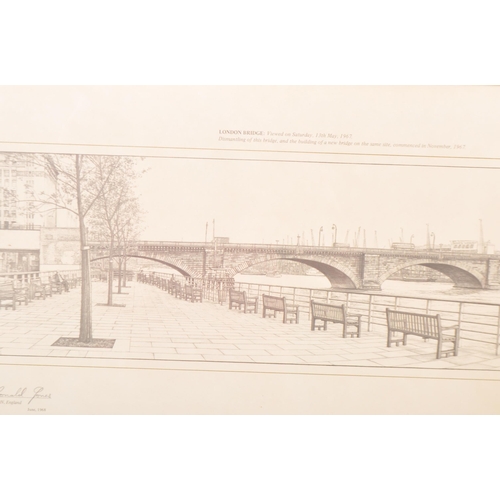 1296 - Ronald Jones - London Bridge - 1968 A signed limited edition print to depict a sketch of London Brid... 