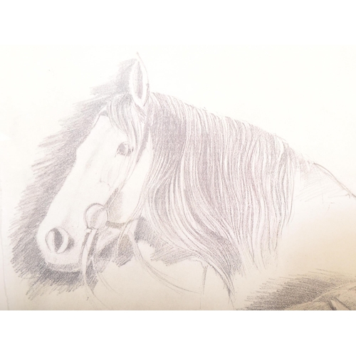 1298 - Alan Brassington (British, b.1959) - A 20th century racing horse heads pencil sketch on paper. The d... 