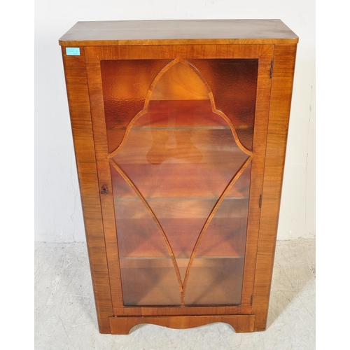 1304a - A vintage 20th century circa. 1940's Queen Anne revival walnut display cabinet having lattice type g... 