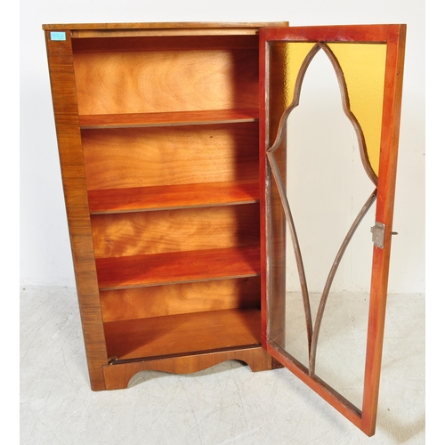 1304a - A vintage 20th century circa. 1940's Queen Anne revival walnut display cabinet having lattice type g... 