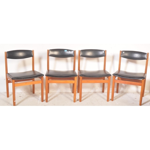 1307 - A set of four vintage retro mid 20th century circa. 1960's Danish influenced dining chairs having bl... 