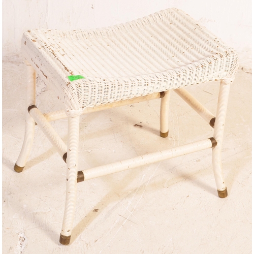 1320 - Lloyd Loom - A vintage retro mid 20th century circa. 1950's white Lloyd Loom stool having painted ca... 