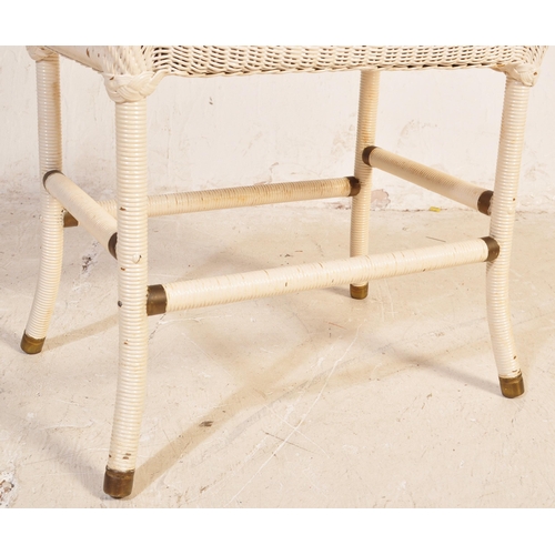 1320 - Lloyd Loom - A vintage retro mid 20th century circa. 1950's white Lloyd Loom stool having painted ca... 