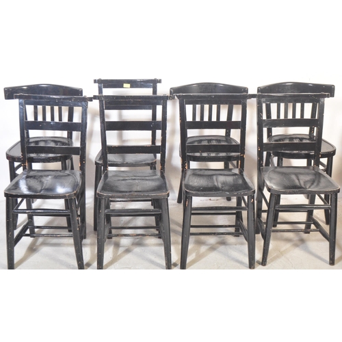 1324 - A collection of eight 20th century ebonised dining chairs. Each being painted in a black gloss with ... 