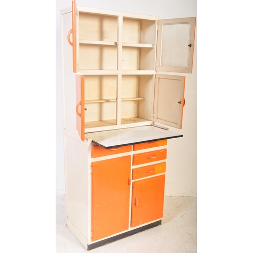 1325 - A vintage retro mid 20th century circa. 1960's painted wooden kitchen unit. The unit having gallery ... 