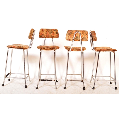 1338 - A set of four vintage retro mid 20th century circa. 1970's bar stools having back rest and seat upho... 