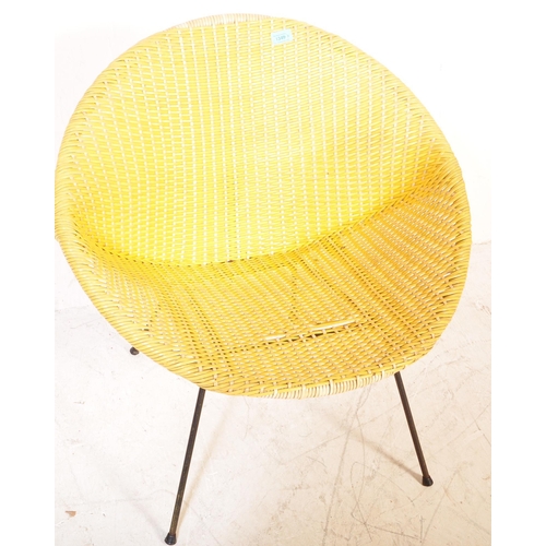 1349 - A retro vintage 20th Century wicker cane satellite chair in the manner of Franco Albini. The circle ... 