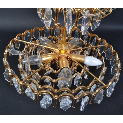 1355a - A vintage 20th century chandelier type ceiling light shade. The shade having gilt metal frame with c... 