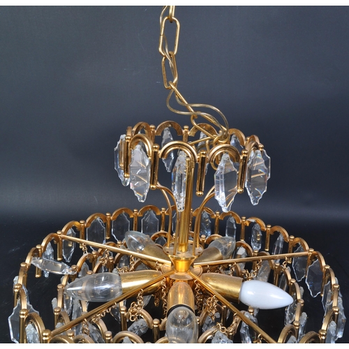 1355a - A vintage 20th century chandelier type ceiling light shade. The shade having gilt metal frame with c... 