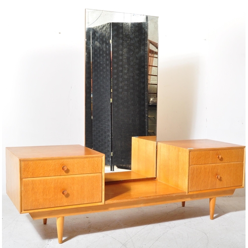 1360 - A retro vintage mid 20th century teak wood Meredew Furniture dressing table with central vertical mi... 