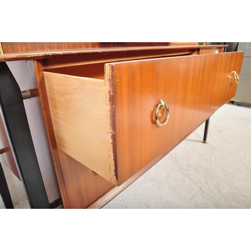 1376 - A retro vintage 20th century teak veneered dressing table having a top tier with single drawer to th... 