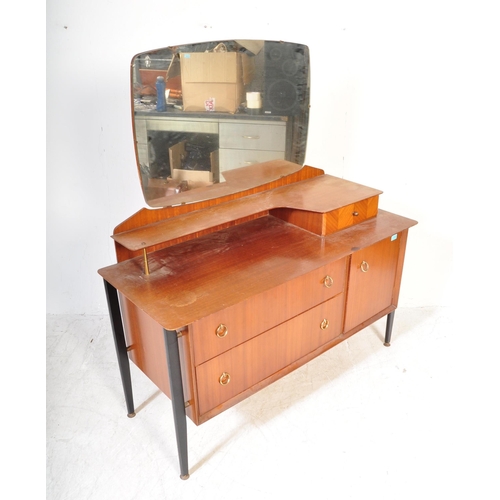 1376 - A retro vintage 20th century teak veneered dressing table having a top tier with single drawer to th... 