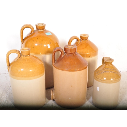 1392 - Of local Bristol interest - A collection of five vintage early 20th Century two tone flagon barrels ... 