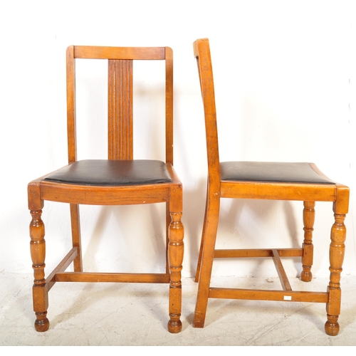 1398 - Set of 4 1930's Art Deco oak dining chairs having panel backs over drop in seats with cup and cover ... 