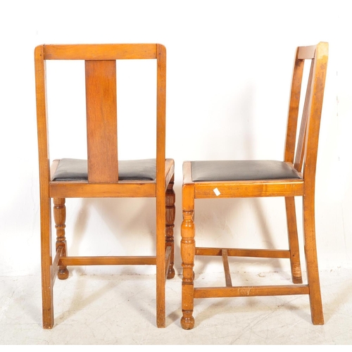 1398 - Set of 4 1930's Art Deco oak dining chairs having panel backs over drop in seats with cup and cover ... 