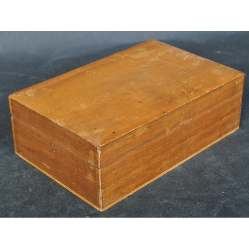 1403 - 19th century Victorian mahogany and mother of pearl workbox together with a marquetry inlaid cigaret... 