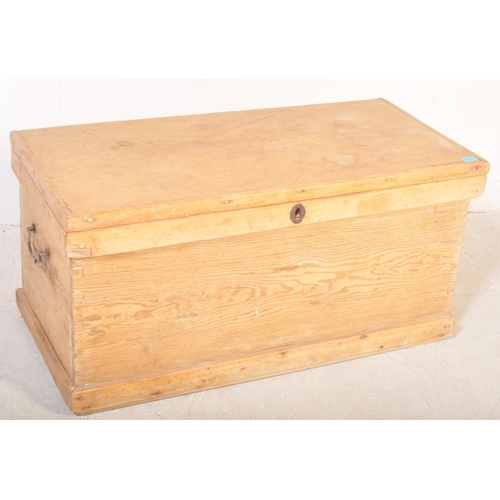 1407 - A 19th century late Victorian era pine wood blanket box having hinged lid opening to reveal candlest... 