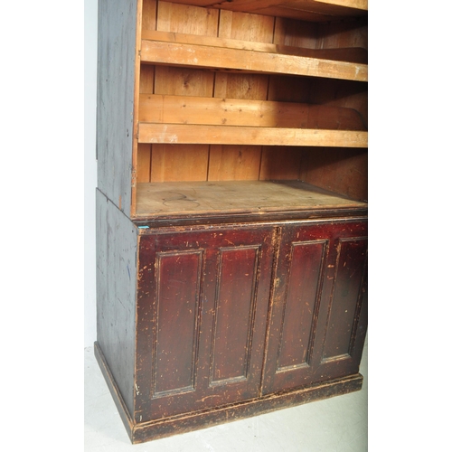 1413 - Large 19th century Victorian stained pine Church / vestry cupboard. Raised on plinth base with large... 