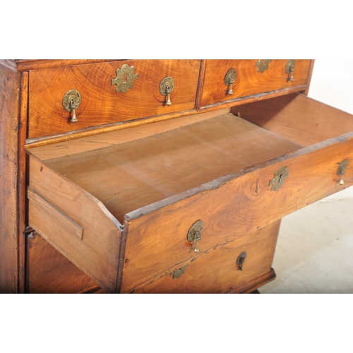 1416 - A 17th century walnut and elm William & Mary chest of drawers. Raised on bell feet with short and de... 