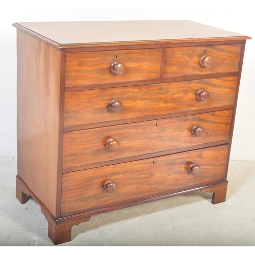 1417 - 19th century Victorian mahogany 2 over 3 chest of drawers. The chest being raised on bracket feet wi... 