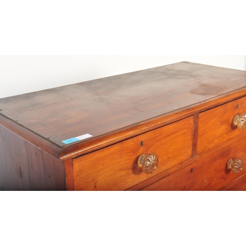 1420 - A Victorian 19th century mahogany chest of drawers being raised on shaped feet having short and deep... 