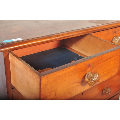 1420 - A Victorian 19th century mahogany chest of drawers being raised on shaped feet having short and deep... 