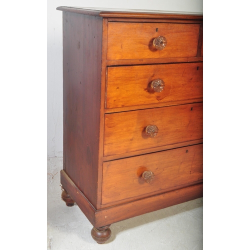 1420 - A Victorian 19th century mahogany chest of drawers being raised on shaped feet having short and deep... 